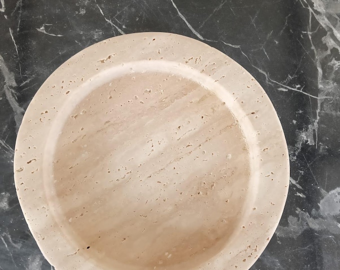 marble serving bowl, natural travertine marble, pedestal serving bowl, curved bowl, home gifts, women's gifts