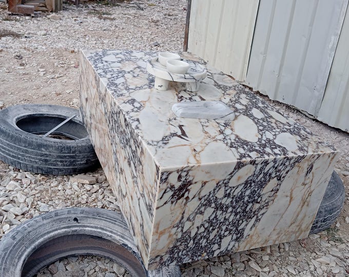 Handmade Calacatta Viola Marble Coffee Table, Italian Design