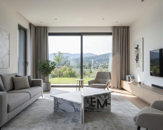 Handmade Calacatta Viola Marble Coffee Table: Luxury Accent Table