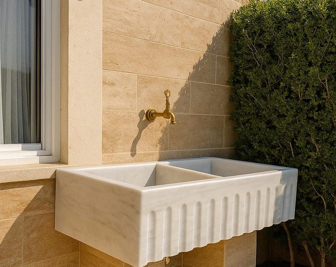 Double Compartment Marble Sink with a Classic and Modern Touch