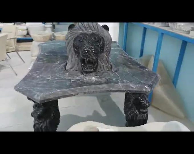 Elegance and Power on Your Table: Handmade Marble Lion Statue