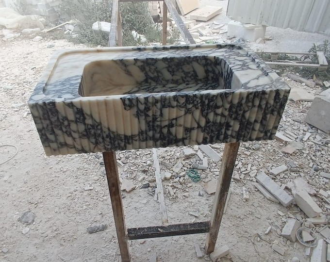 The Geometry of Elegance: Rectangular Sink Shaped with Calacatta Viola