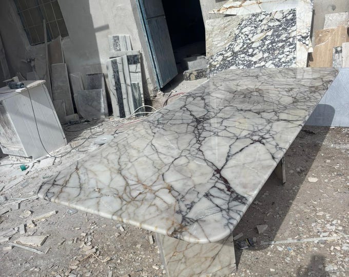 Calacatta Marble Dining Table – Luxury Handmade Stone Furniture for Elegant Interiors