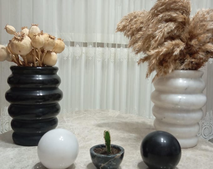 Natural Marble vases, 8" (20 cm) height, rare vase collection, genuine marble stone vases, interior object, home decor, gift for women