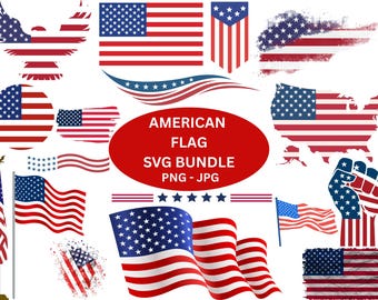 American Flag SVG Bundle: Distressed USA Vector Graphics (Digital Download)