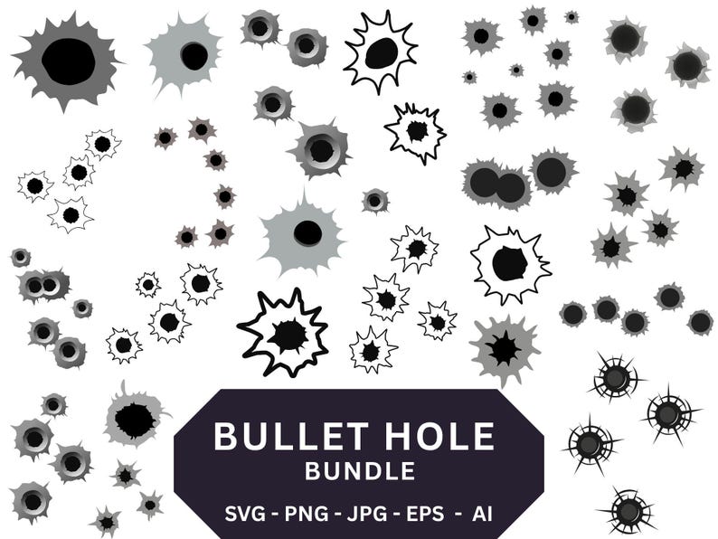 Bullet Hole SVG Clipart Bundle, Cricut Silhouette Cut Files (digital ...