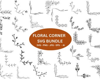 Corner SVG Bundle: Floral Border Frames for Wedding Cards (Instant Download)