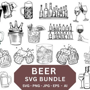 BEER SVG BUNDLE, Beer Clipart Bundle, Beer Svg for Cricut, Beer bottle svg, Beer mugs svg, Alcohol Svg, Craft Beer Svg, Drinking Svg.