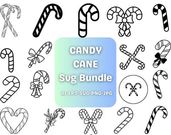 Christmas Candy Cane SVG Bundle, Holiday Clipart