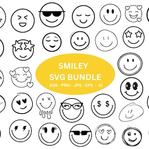Smiley Face Svg Bundle,Happy Face Svg, Drippy Smiley Svg,trippy svg,files for cricut,png files,cut files, emoji svg,Instant Download.