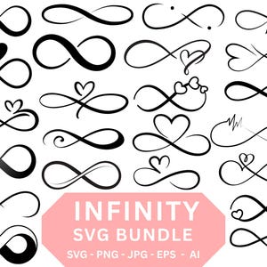 Infinity Symbol SVG, Infinity PNG Bundle, Infinity Clipart, Infinity SVG Cut Files for Cricut, Infinity Silhouette, Infinity Heart Svg