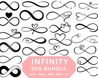 Infinity Symbol SVG Bundle | Clipart & Silhouette Heart Designs | Digital Download