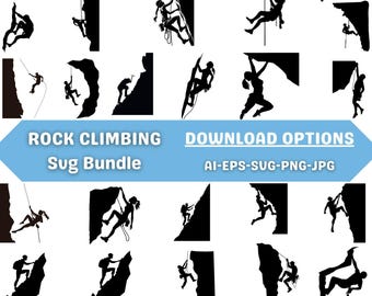 Rock Climbing Silhouette SVG Bundle - Vector Graphics (Digital Download)