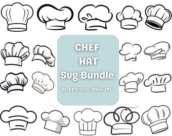Chef Hat SVG Bundle, Clipart Vector Cut Files (Digital Download)