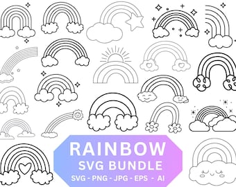 Rainbow SVG Bundle | Cloud Cut Files for Cricut & Silhouette | Digital Download