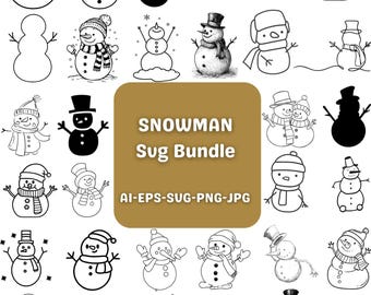 Snowman SVG Bundle: Christmas Clipart, Cut Files (Digital Download)