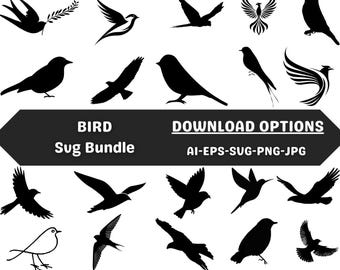 Bird SVG Bundle, Flying Bird Clip Art (Digital Files)