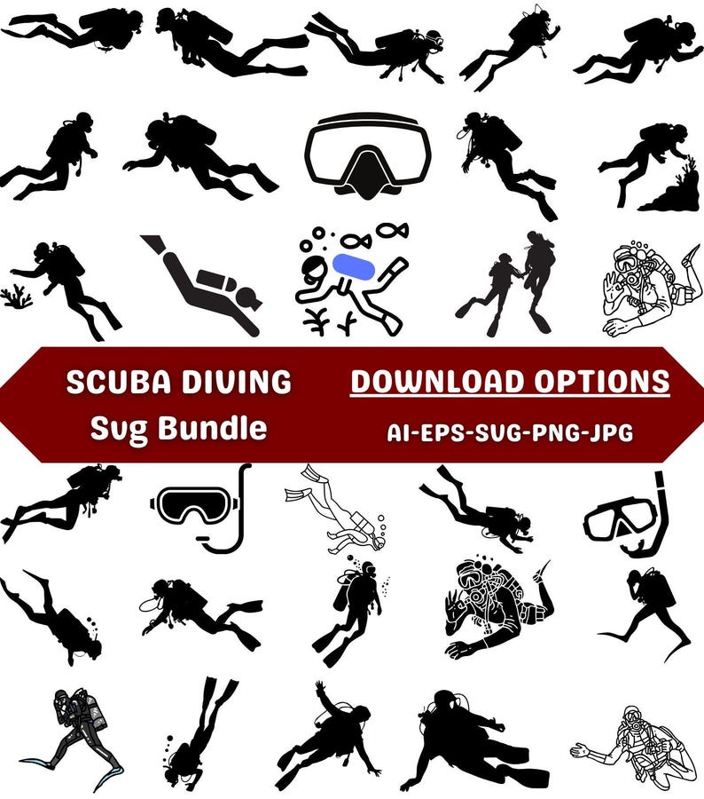 Scuba Diver SVG Bundle | Underwater Adventure Designs (digital Files ...