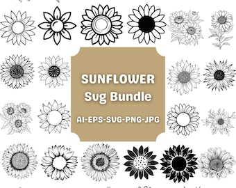 Sunflower SVG Bundle: Floral Silhouette Files (Commercial Use)
