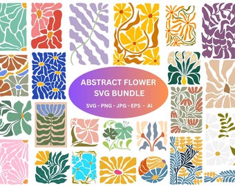 Boho Flower SVG Bundle: Abstract Floral Graphics (Digital Download