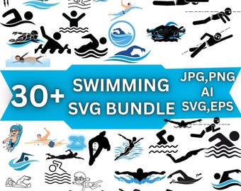 Swimming SVG Bundle: Swim Vibes, Ocean & Beach Cut Files (Digital Download)