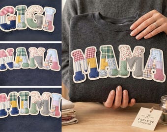 Floral Patchwork Mama PNG, Grandma Core, Faux Embroidered Shirt Design (Digital Download)