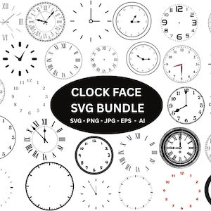 Clock Face Svg Bundle,Clock face svg for Cricut,Circle Clock Face Clipart,Silhouette Cricut Cut Svg,Vector,Instant Download.