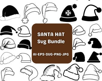 Santa Hat SVG Bundle: Christmas Cut Files (Instant Download)
