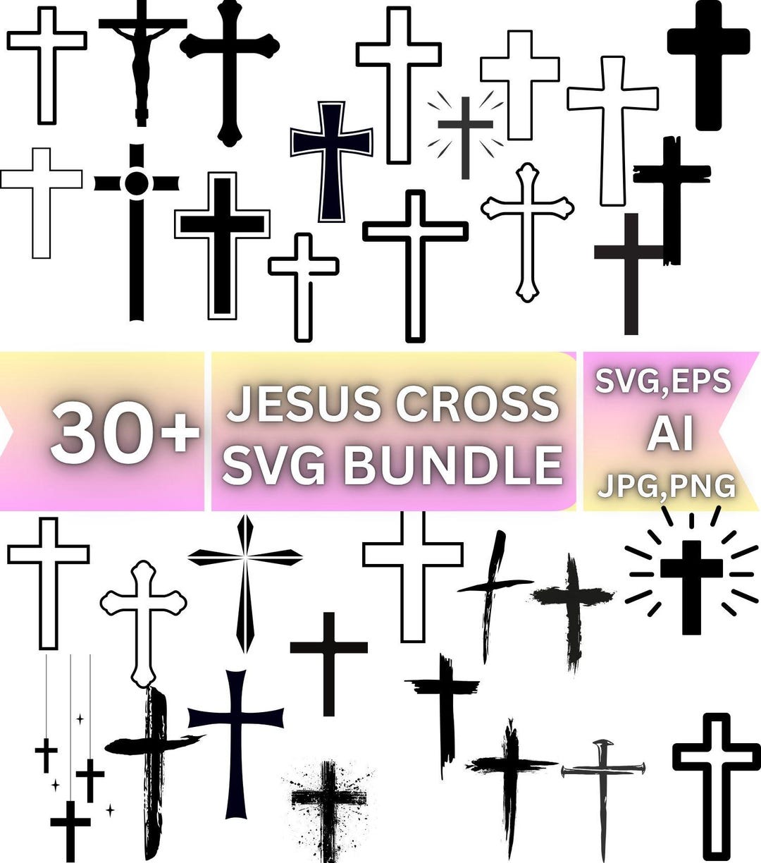 Jesus Cross SVG Bundle, Christian Graphic Designs (digital Files) - Etsy