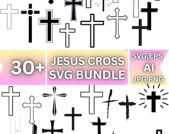 Jesus Cross SVG Bundle, Christian Graphic Designs (Digital Files)