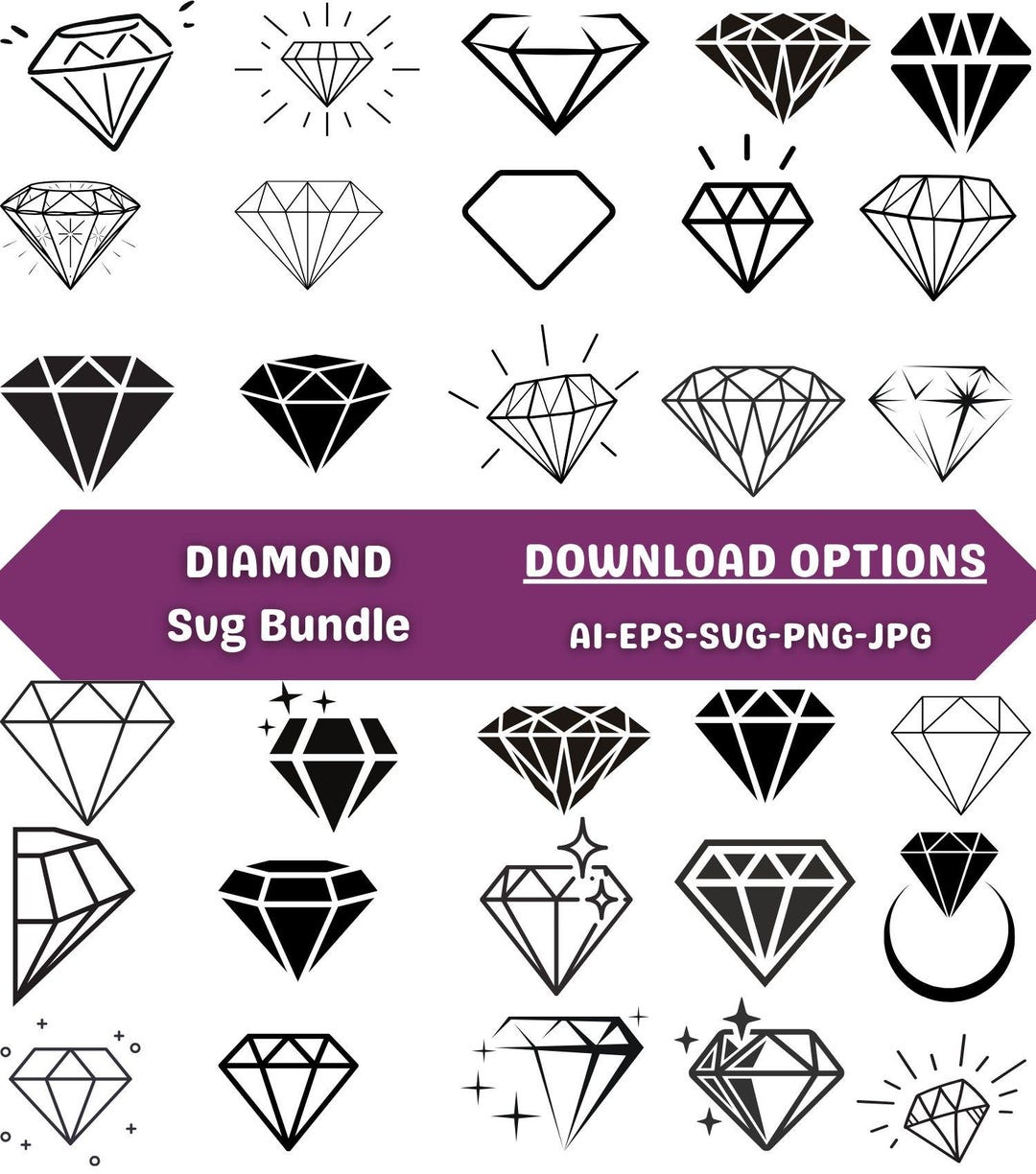 Diamond SVG Bundle, Geometric Clipart (digital Download) - Etsy