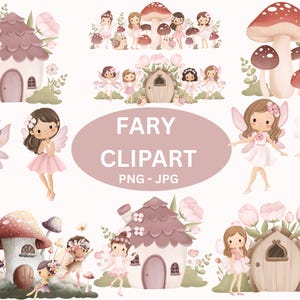 Pastel Fairy Garden Clipart, Little Fairy Png Bundle,Watercolor Fairy Clipart Bundle, Cute Fairies Clipart, Whimsical Fairies Clipart