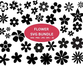 Daisy Flower SVG Bundle: Cricut Cut Files, Clipart (Instant Download
