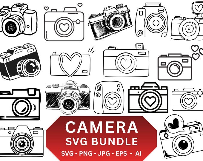 Camera SVG Bundle, Camera PNG Bundle, Camera Clipart, Camera SVG Cut ...
