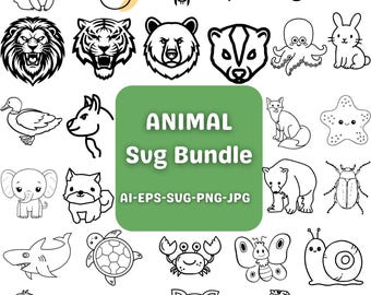Animal SVG Mega Bundle: African & Safari Animals, Birds Vector (Digital Download)