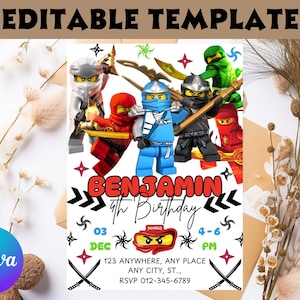 Ninja Birthday Invitation Martial Arts Invite Ninja Party Printable Warrior Birthday Invitation Digital Editable Template Download