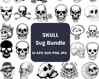 Skull SVG Bundle: Skeleton Clipart, Cricut Cut Files (Digital Download)