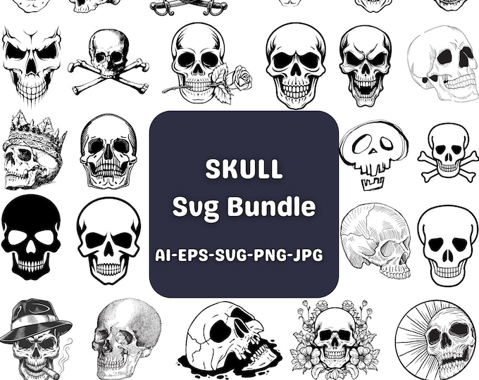 Scull File Skull SVG Bundle, Skull Clipart, Skull Cut File for Cricut , Skull Png ...