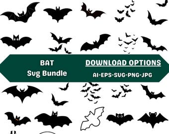 Halloween Bat SVG Bundle, Vampire Bat Clipart (Digital Download)