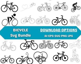 Bicycle SVG Bundle, Bike Clipart (Digital Download)