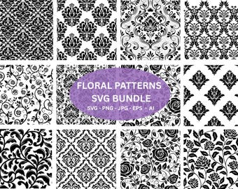 Floral Seamless Pattern SVG Bundle: Cricut, Silhouette (Digital Files)