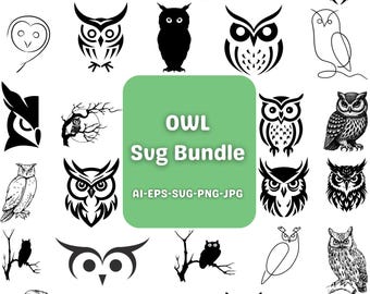 Bloemenuil SVG-bundel, lasergesneden bestanden (direct te downloaden)