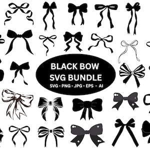 Black Bow Svg Bundle,Ribbon Coquette Bow Svg Bundle,Ribbon Bow Clipart,Svg Files For Cricut,SVG Cut Files,Ribbon Bow Svg, Instant Download