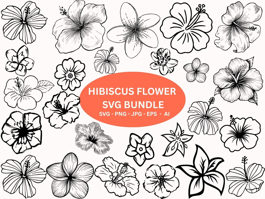 Hibiscus Flower SVG Bundle: Tropical Hawaii Cut Files (instant Download ...