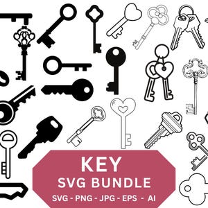 Vintage Key SVG Bundle | Heart Shaped Keys | Cricut Cut Files | Digital Download