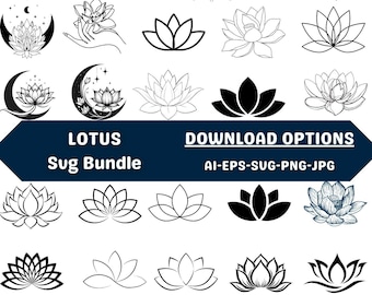 Lotus Flower SVG Bundle, Clipart, Laser Cut Files (ai, eps, svg, png, jpg)