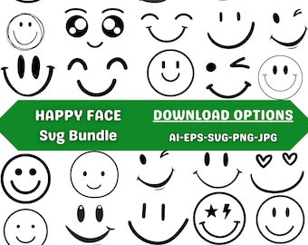 Smiley Face SVG Clipart, Emoji Cut File (ai, eps, svg, png, jpg)