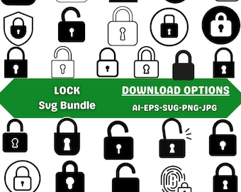 Lock SVG Bundle | Padlock Cut File, Clipart (Digital Download)