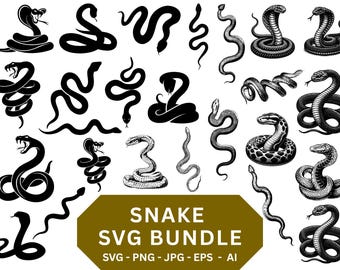 Mystical Snake SVG Bundle | Floral & Celestial Cobra Clipart | Digital Download