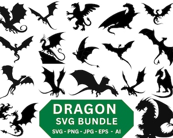 Dragon SVG Bundle: Cricut Cut File, Tattoo & Clipart (Digital File)